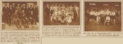 873052 Collage van 3 foto's betreffende de schoolvoetbalwedstrijden op het sportterrein aan de Lageweidschedijk te ...